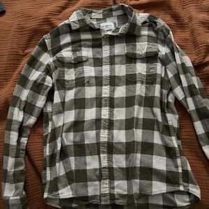 Goodfellow & Co Olive and White Check Button-Down Shirt